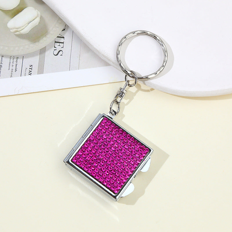 Wholesale Rhinestone Mini Makeup Mirror Keychain